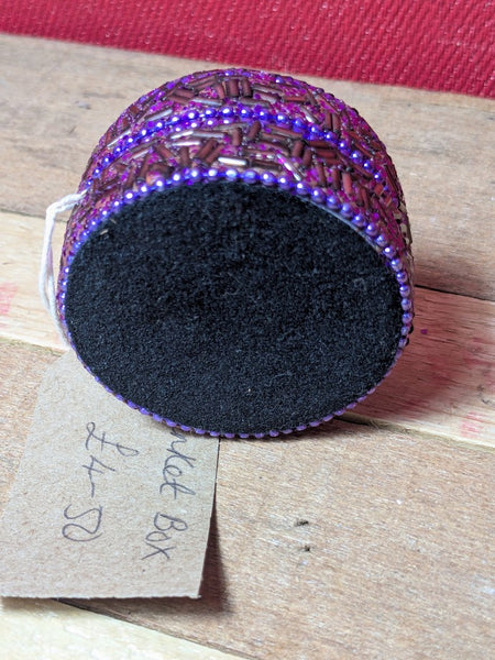 Metal Trinket Box With Glittery Purple Bead Effect