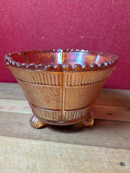 Carnival Glass Dish with Three Feet