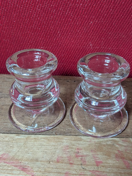 Glass Candle Sticks x 2