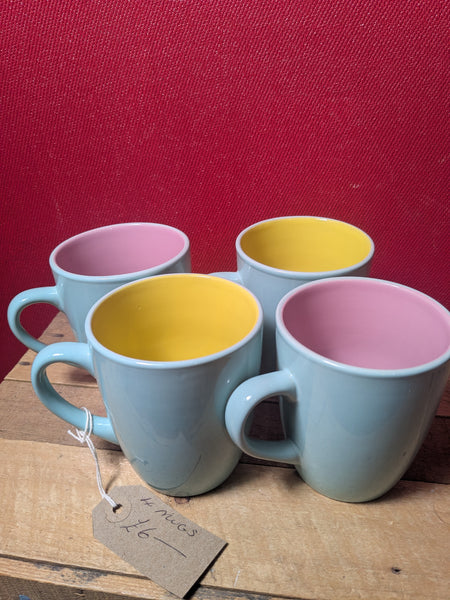 Pastel Coloured Modern Mugs x 4