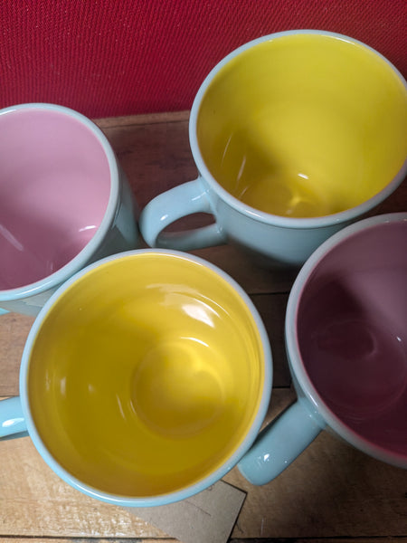 Pastel Coloured Modern Mugs x 4