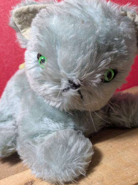 Vintage Hand Made Grey Soft Toy Cat