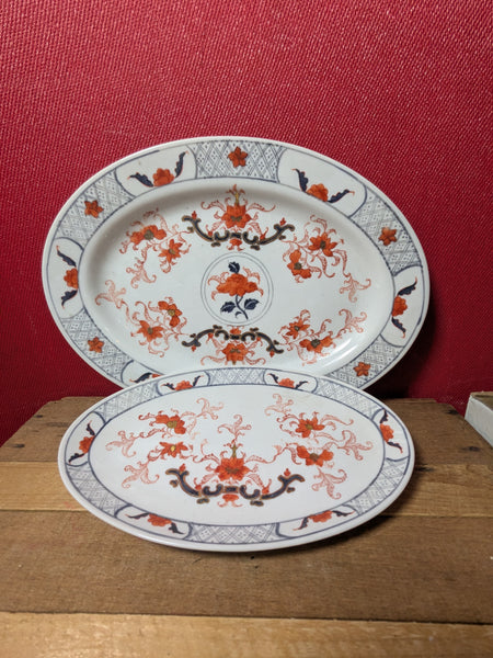 Vintage Hand Painted Oval Serving Plates x 2