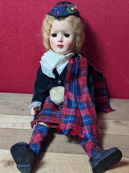 Vintage Doll in Traditional Scotch Dress