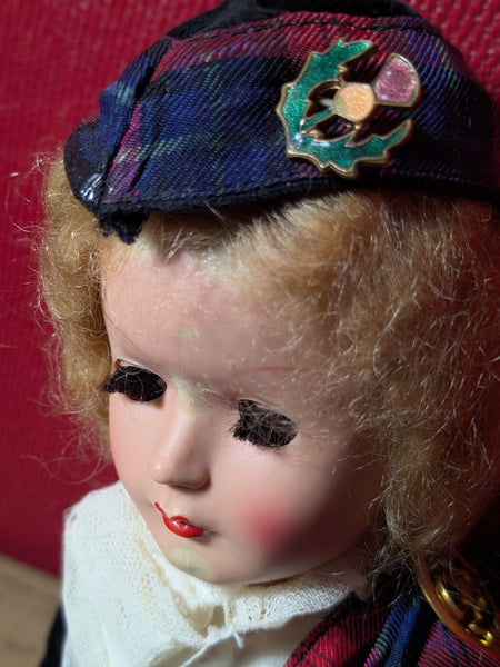 Vintage Doll in Traditional Scotch Dress