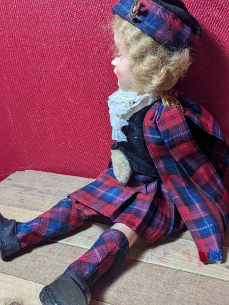 Vintage Doll in Traditional Scotch Dress