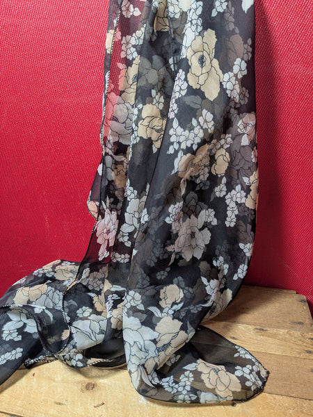 Nylon Scarf with Flower Design