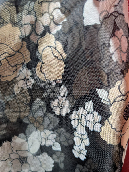 Nylon Scarf with Flower Design