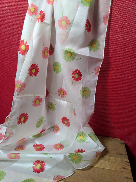 Nylon Scarf with Flower Design