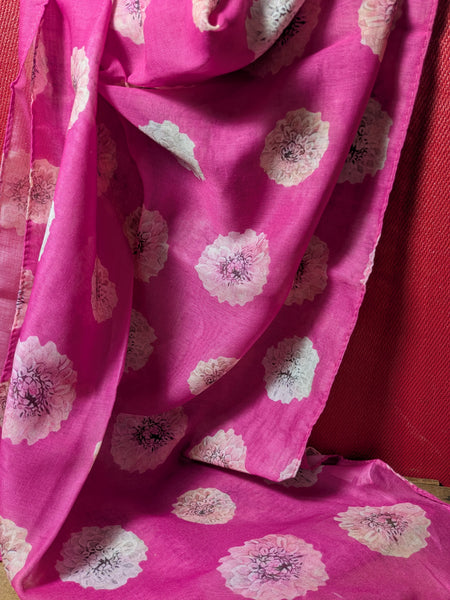 Black Ginger Dahlia Pink Scarf