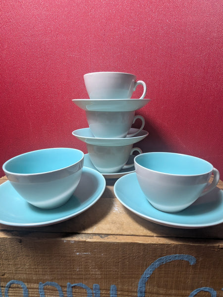 Poole Pottery Tea Cups and Saucers x 5
