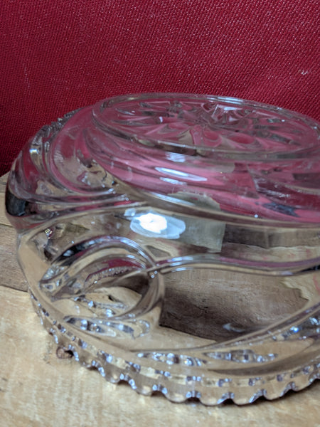 Pressed Glass Bowl With Tulip Design