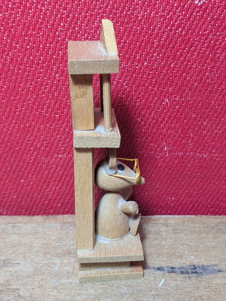 Vintage Wooden Grandfather Clock with Mouse