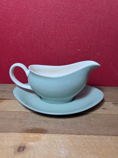 Wedgwood Green Sauce Boat and Saucer