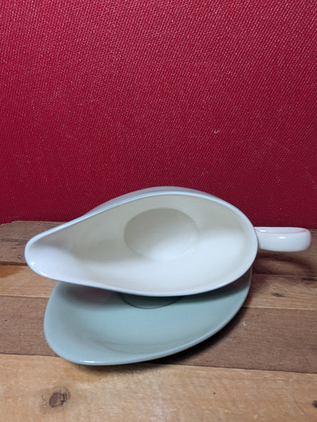 Wedgwood Green Sauce Boat and Saucer