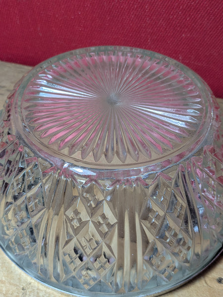 Vintage Pressed Glass Bowl with Sliver Rim