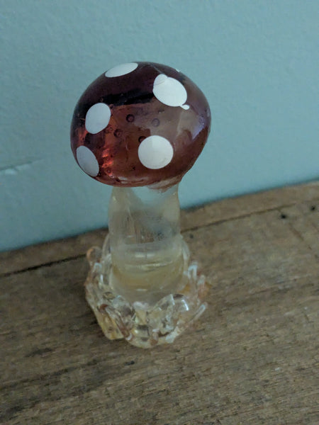 Vintage Hand Made Glass Toad Stool