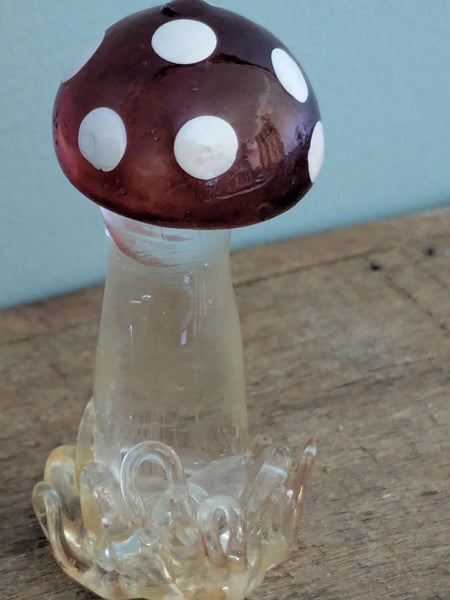 Vintage Hand Made Glass Toad Stool