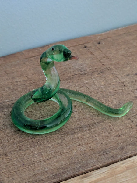 Vintage Hand Made Green Glass Snake