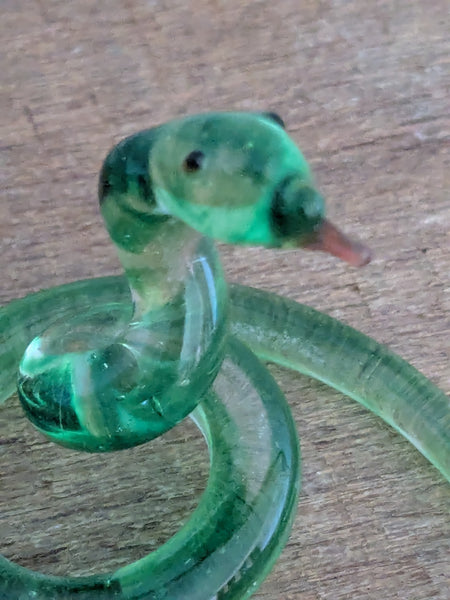 Vintage Hand Made Green Glass Snake