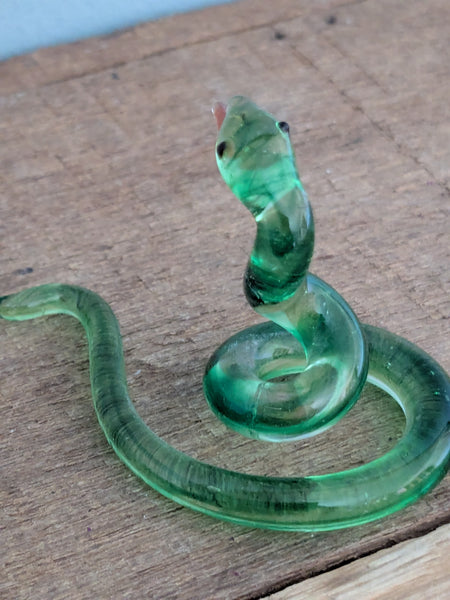 Vintage Hand Made Green Glass Snake