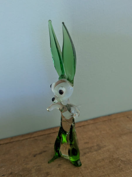 Vintage Hand Made Upright Glass Rabbit
