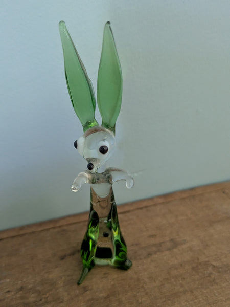 Vintage Hand Made Upright Glass Rabbit