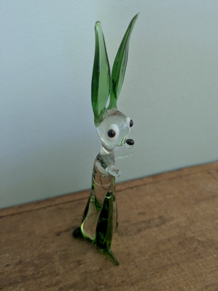 Vintage Hand Made Upright Glass Rabbit