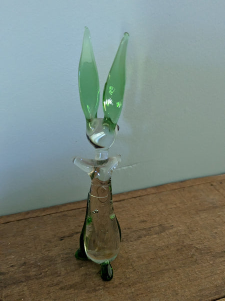 Vintage Hand Made Upright Glass Rabbit