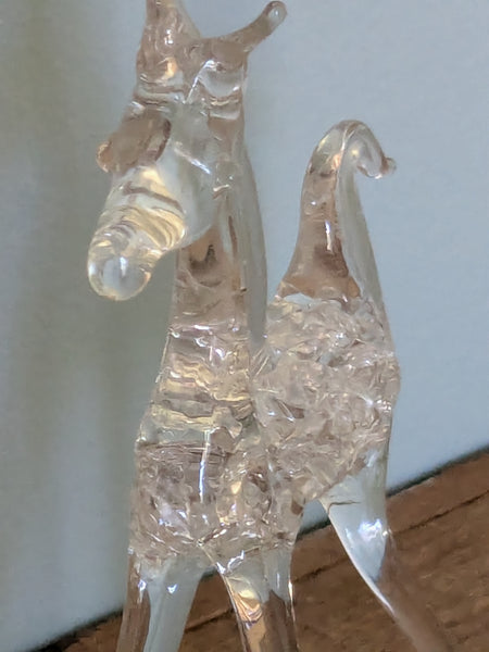 Vintage Hand Made Clear Glass Horse