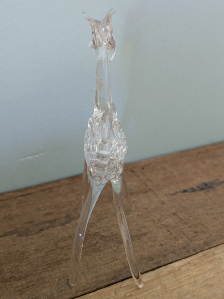 Vintage Hand Made Clear Glass Horse