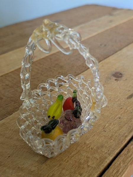 Vintage Hand Made Glass Fruit Basket