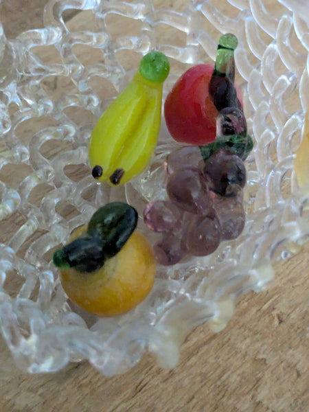 Vintage Hand Made Glass Fruit Basket