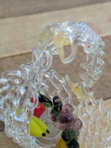 Vintage Hand Made Glass Fruit Basket
