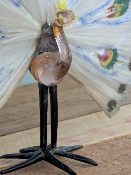 Vintage Hand Made Glass Peacock