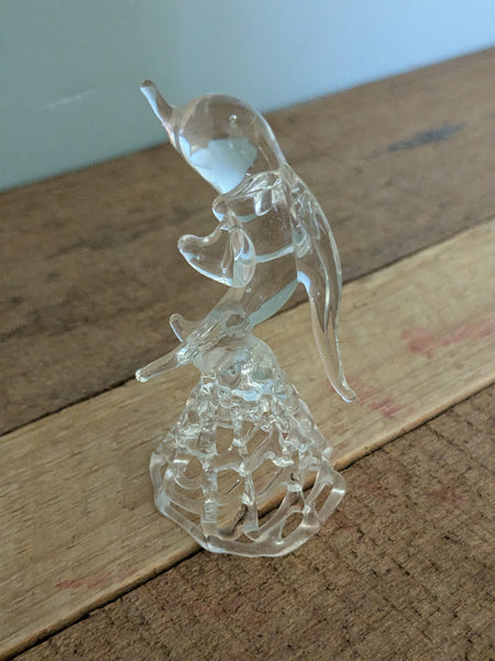 Vintage Hand Made Clear Glass Dolphin