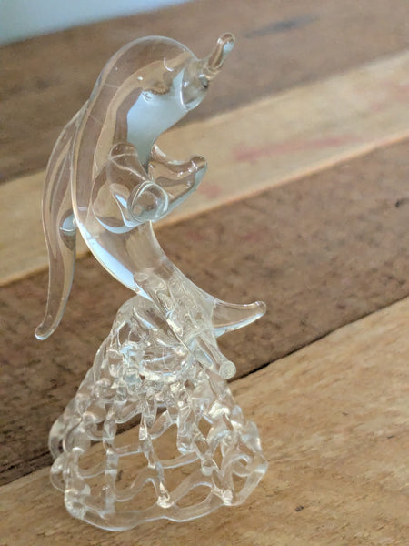Vintage Hand Made Clear Glass Dolphin