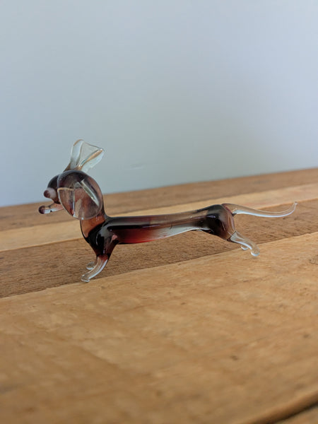 Vintage Hand Made Glass Sausage Dog