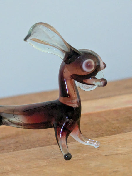 Vintage Hand Made Glass Sausage Dog