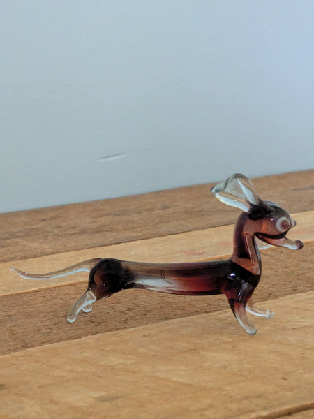 Vintage Hand Made Glass Sausage Dog