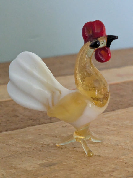 Vintage Hand Made Glass Standing Cockerel or Chicken