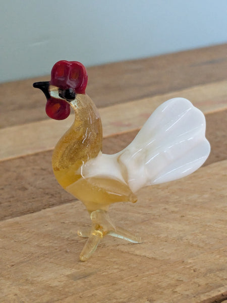 Vintage Hand Made Glass Standing Cockerel or Chicken