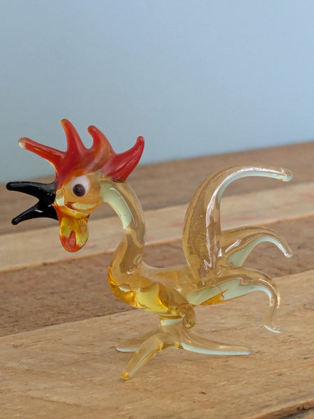 Vintage Hand Made Glass Crowing Rooster