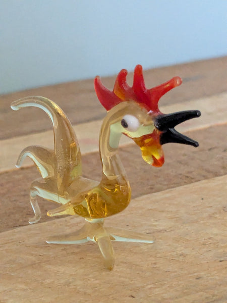 Vintage Hand Made Glass Crowing Rooster
