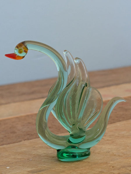 Vintage Hand Made Glass Swan