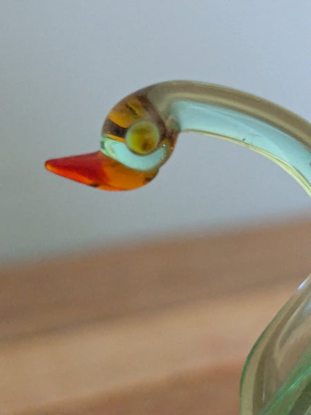 Vintage Hand Made Glass Swan