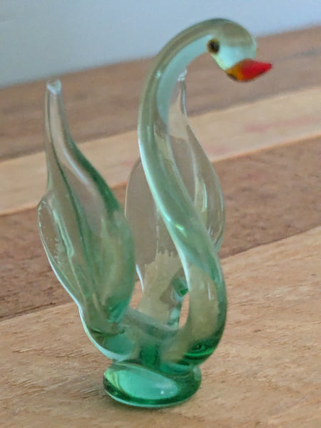 Vintage Hand Made Glass Swan