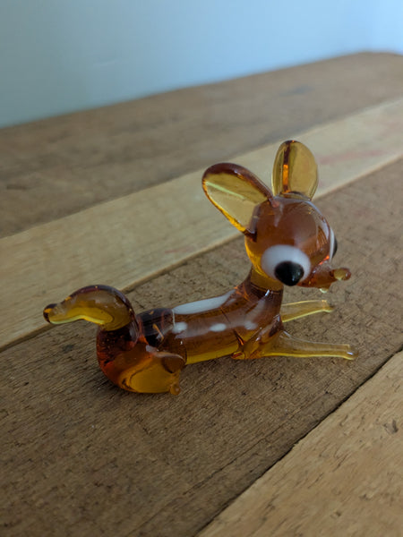 Vintage Hand Made Mid Century Glass Deer x 2