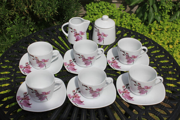 Modern Tea Set With Orchid Design