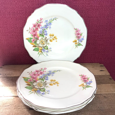 Meakin Vintage Posy Small Dinner Plates x 4